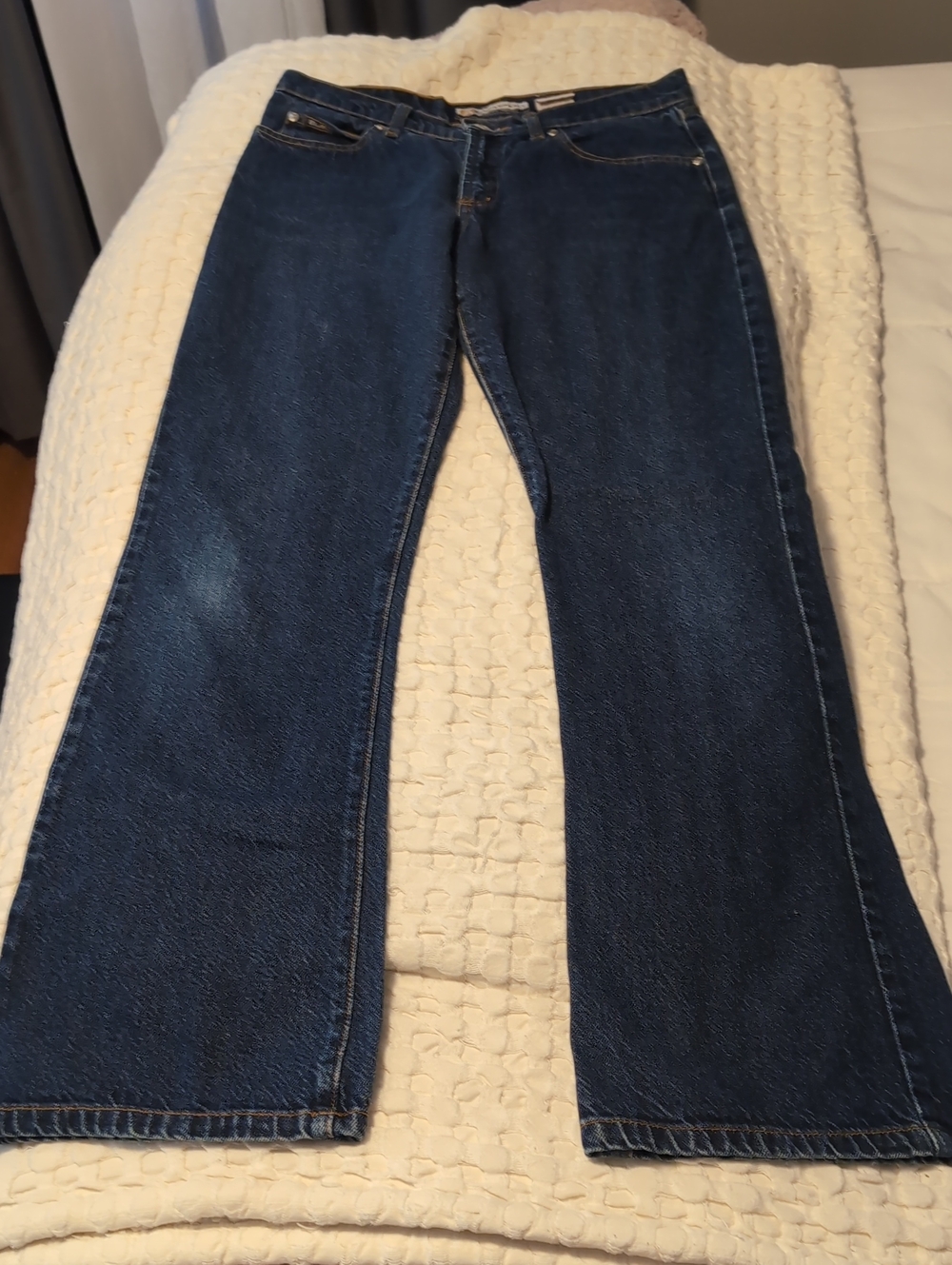 VTG 90s Y2K Blue Asphalt Dark Wash Straight Leg Jeans Size 7 100% Cotton